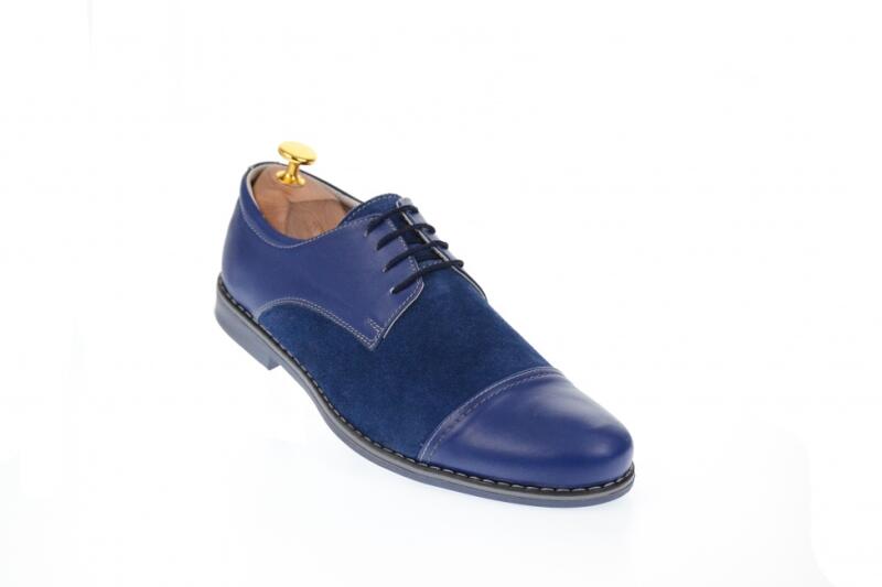 Made in Romania Oferta marimea 40, 42, pantofi barbati casual din piele  naturala combinata, culoare albastru - L858A2 - ellegant (Pantof barbati) -  Preturi