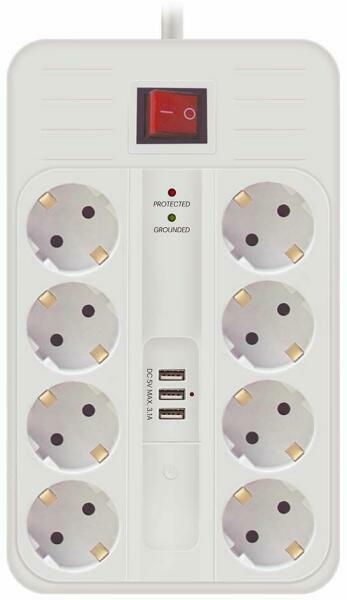 8 Plug + 3 USB Switch TP1254