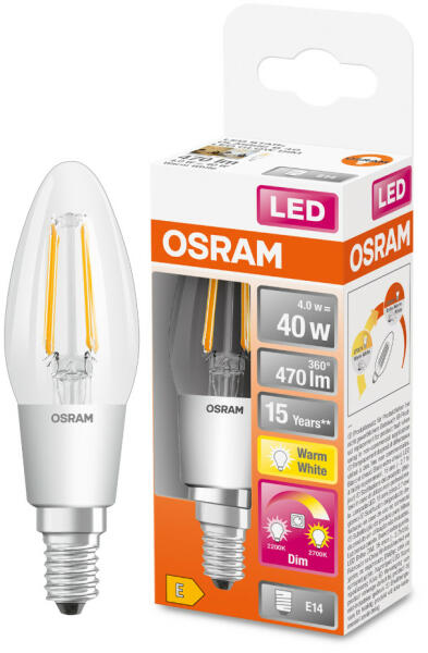 Vásárlás: OSRAM Led Star+ B E14 LED 4W 470lm GlowDim 2200-2700K  szabályozható - 40W izzó helyett (4058075435490) LED izzó árak  összehasonlítása, Led Star B E 14 LED 4 W 470 lm GlowDim