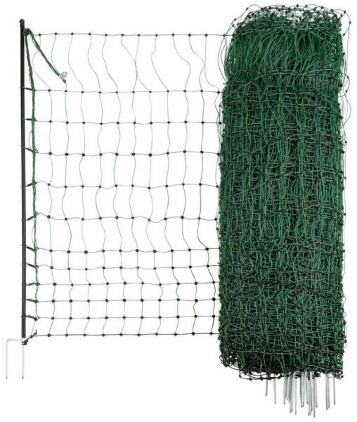 Baromfiháló (nem elektromos), zöld, 25 m x 106 cm, dupla leszúró tüskével - farmservice - 36 190 Ft