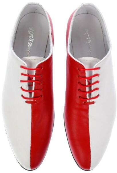 Made in Romania Pantofi de gala barbati, eleganti, doua culori, din piele  naturala CIUCALETI - MOD1ROSUALB (Pantof barbati) - Preturi