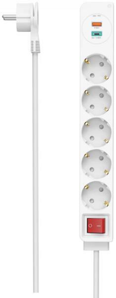 5 Plug + 2 USB 1,4 m Switch (223186)
