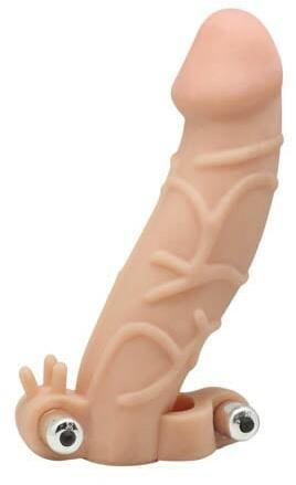 Cyberskin Extension Sleeve Dual Powerful Vibrators Flesh