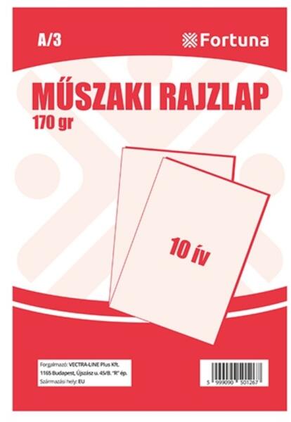 Műszaki rajzlap A/3 180 gr 10 ív/csomag (01.02528)