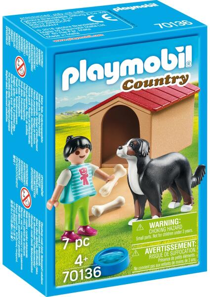 Playmobil Country, Fetita cu catel si cusca, 70136, Multicolor (Playmobil)  - Preturi