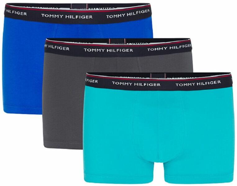 Tommy Hilfiger Boxeri sport bărbați "Tommy Hilfiger Trunk 3P - aquatic  teal/dark ash/electric blue (Chilot barbati) - Preturi