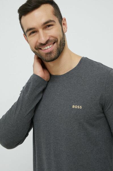 HUGO BOSS Домашна блуза с дълги ръкави boss в сиво с изчистен дизайн  (50480541) - answear - 61,90 лв Мъжки пуловери Цени, оферти и мнения,  списък с магазини, евтино HUGO BOSS Домашна