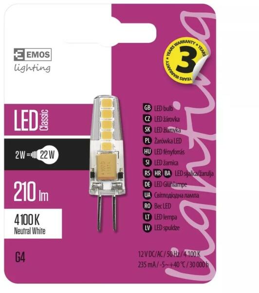 Vásárlás: EMOS LED izzó 2W G4 foglalat COB leddel 4000K 12V LED izzó árak  összehasonlítása, LED izzó 2 W G 4 foglalat COB leddel 4000 K 12 V boltok