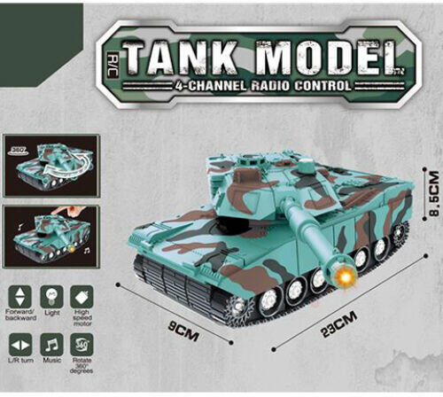 RC Távirányítós terepmintás tank fény és hang effektekkel 23cm (MKL361625)