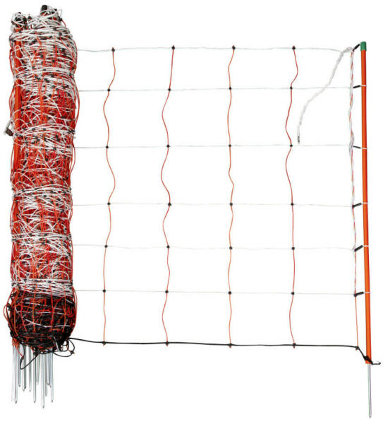 AKO TopLine Villanypásztor juhháló, narancs/fehér, 50 m x 90 cm, egy leszúró tüskével