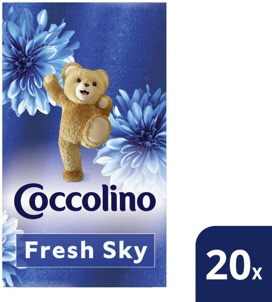 Vásárlás: Coccolino Fresh Sky illatosító kendő szárítógéphez, 20 db Egyéb  háztartási- és vegyi termék árak összehasonlítása, Fresh Sky illatosító  kendő szárítógéphez 20 db boltok