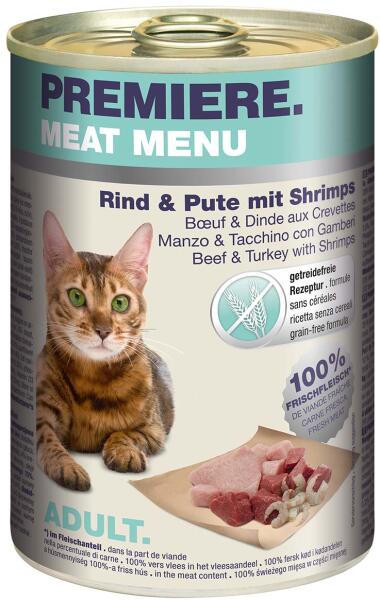 Vásárlás: PREMIERE Meat Menu macska konzerv adult marha&pulyka 6x400g  Macskaeledel árak összehasonlítása, Meat Menu macska konzerv adult marha  pulyka 6 x 400 g boltok