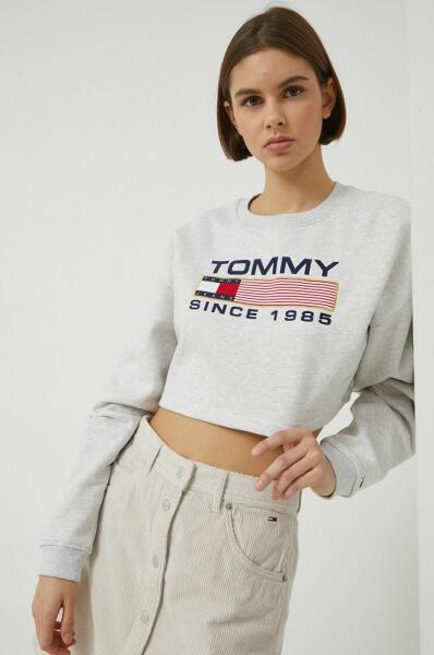 Tommy Hilfiger bluza femei, culoarea gri, cu imprimeu 9BYY-BLD17Y_09X  (Pulover dama) - Preturi