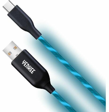 YENKEE USB C LED világító szinkronizáló és töltő kábel, 1 m, kék, YCU 341  BE (YCU 341 BE) vásárlás, olcsó YENKEE USB C LED világító szinkronizáló és  töltő kábel, 1 m, kék,