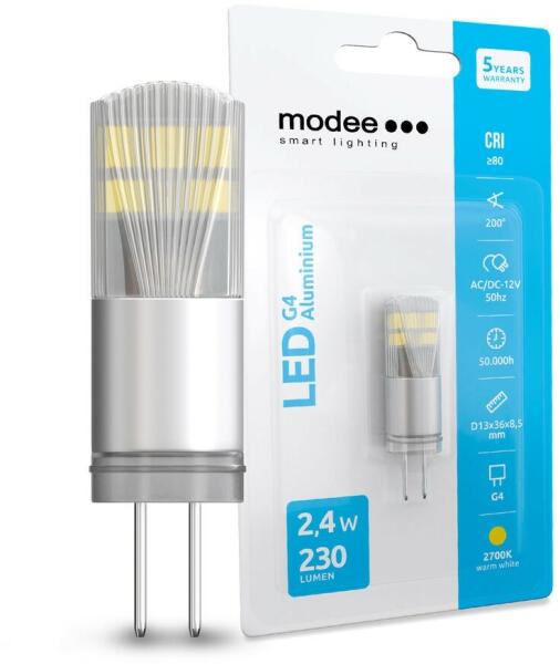 LED izzó 2, 4W G4 foglalat 12V 2700K Aluminium (230 lumen)