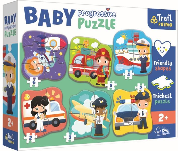 Trefl Primo Trefl, Baby Progressive, Vehicule si profesii, puzzle, 2, 3, 4,  5 si 6 piese (Puzzle) - Preturi