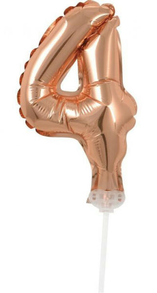 Rose Gold 4-es szám fólia lufi tortára 13 cm (MLG113389) - kidsfashion