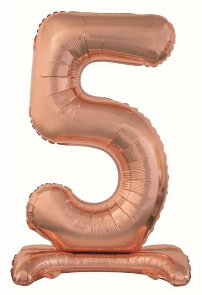 Rose Gold 5-ös szám fólia lufi talppal 74 cm (MLG143362) - kidsfashion