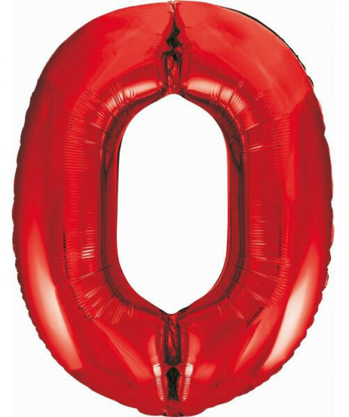 Red, Piros 0-ás szám fólia lufi 85 cm (MLG120523)