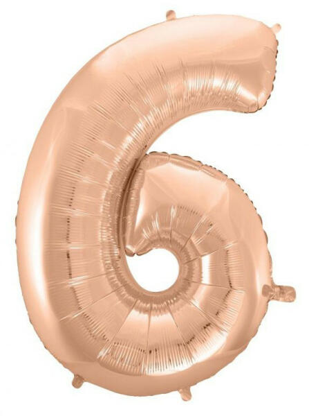 Rose Gold 6-os szám fólia lufi 92 cm (MLG106343) - kidsfashion