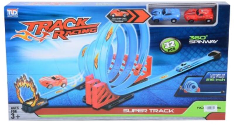 Racing Track 32db-os versenypálya szett csigahurokkal és 2db hátrahúzható autóval 1/64 (MKK583539)