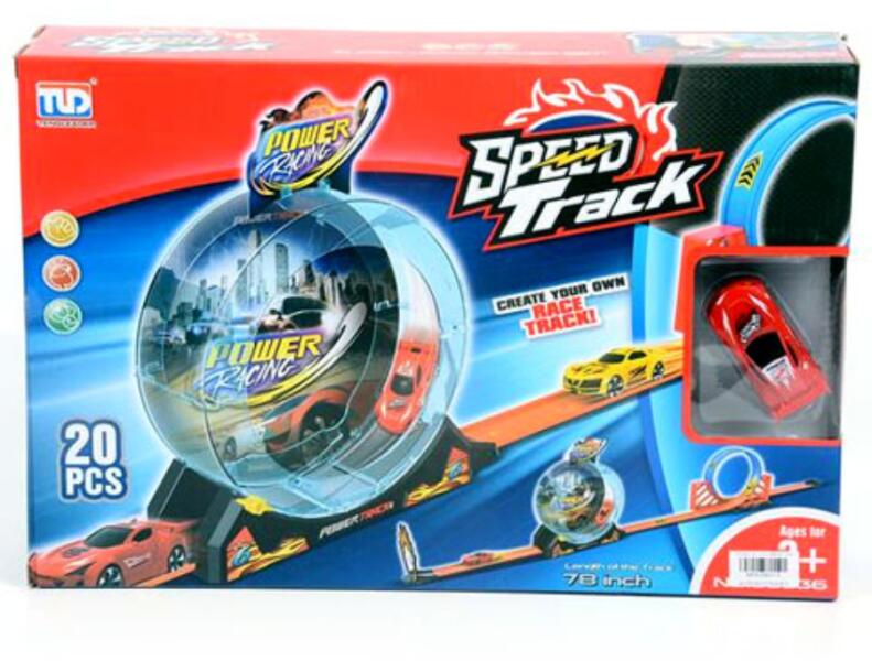 Speed Track 20db-os versenypálya hurokkal és hátrahúzható autóval 1/64 (MKK584313)