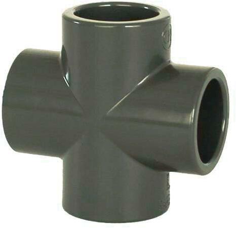 PVC idom - kereszt 63 mm, DN=63 mm, d=76 mm, ragasztás / ragasztás