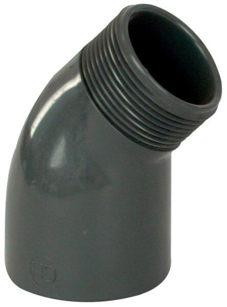 PVC idom - Könyök 45° DN=50 mm x 1 1/2 ext. , ragasztás / külső menet