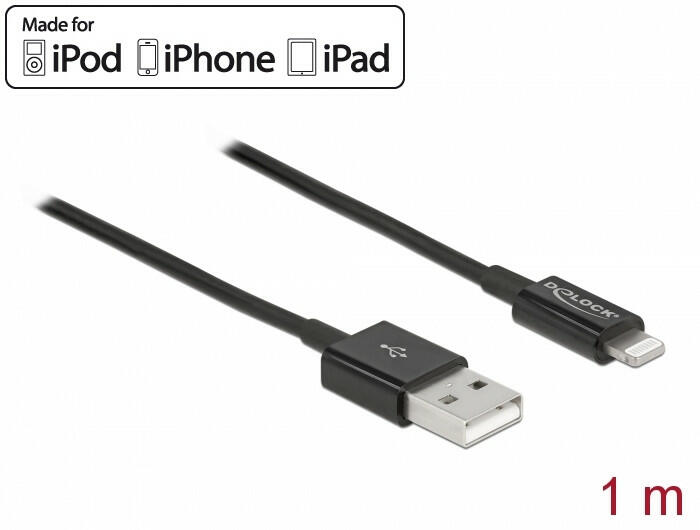 Delock USB adat- és töltőkábel iPhone , iPad és iPod készülékhez fekete 1 m  (83002) vásárlás, olcsó Delock USB adat- és töltőkábel iPhone , iPad és iPod  készülékhez fekete 1 m (83002) árak, Kábel, csatlakozó akciók