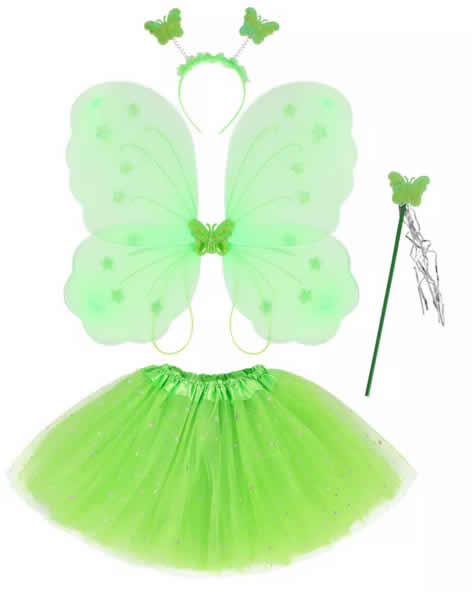 Vásárlás: Pillangó jelmez - zöld- 4 részes, szoknyával Jelmez kiegészítő  árak összehasonlítása, Pillangó jelmez zöld 4 részes szoknyával boltok