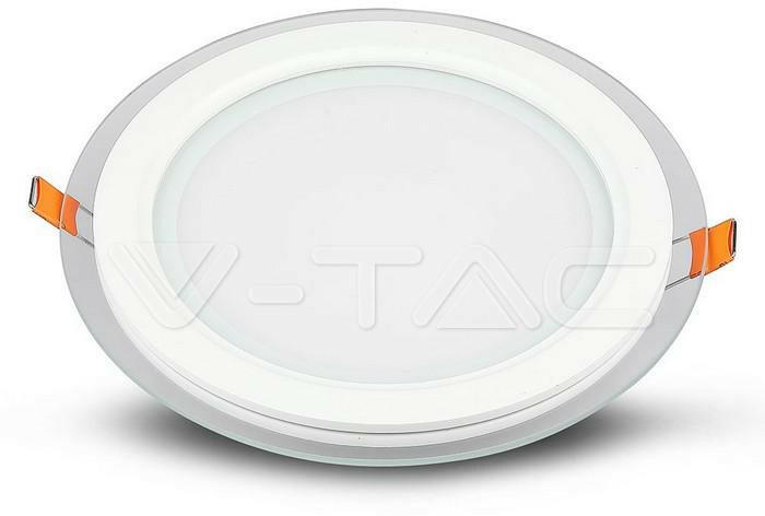 Üveg keretes, gipszkartonba süllyeszthető LED panel 18W - hideg fehér, kör  alakú (13148)