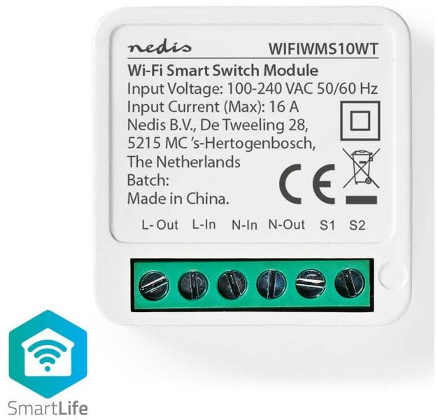 Nedis WIFIWMS10WT - Intelligens kapcsoló SmartLife Wi-Fi 230V NE0583 (NE0583)