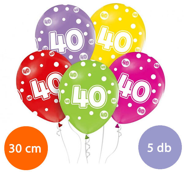 Lufi, évszámos pöttyös (40) 5 db/csomag/vegyes színekben