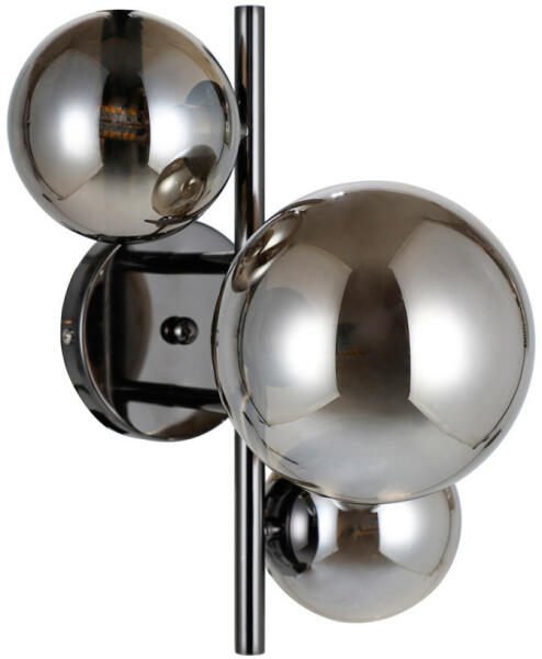 Italux Aplica perete moderna neagra cu 3 globuri de sticla fumurie Italux  Canello (WL-406007-3A-BCR) (Lampa de perete, plafoniera, candelabru) -  Preturi
