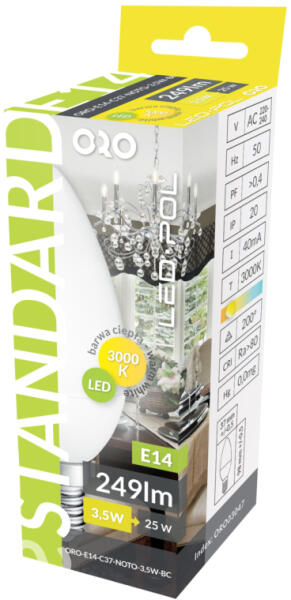 Oro-e14-c37-noto-3, 5w-bc Led Fényforrás (oro03047) (oro03047)
