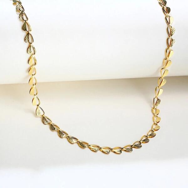 Zoé szívecskés nemesacél nyaklánc arany fazonban 6 mm széles 44, 5 cm től -  69, 5 cm ig 5 cm ként választható (574)