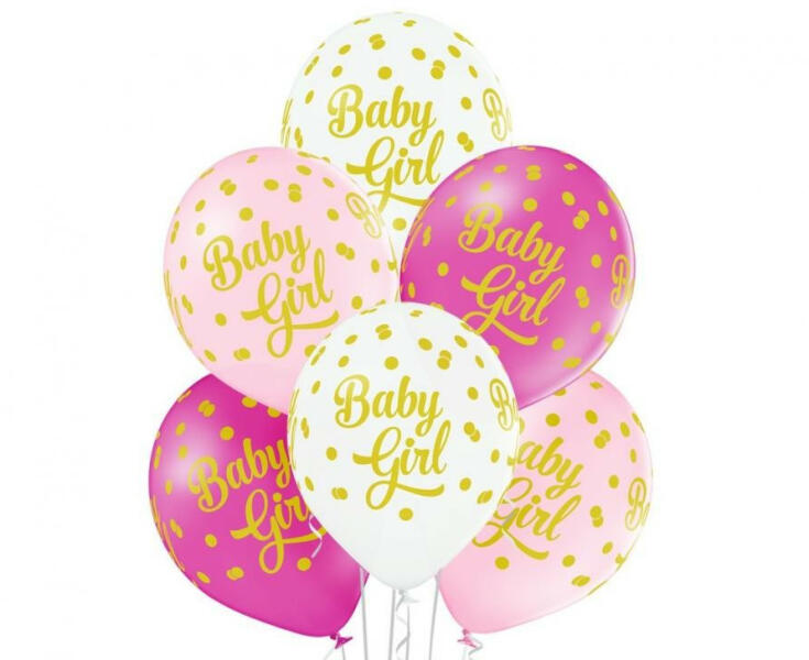 Baby Girl Dots léggömb, lufi 6 db-os 12 inch (30cm) (MLG002935) - kidsfashion