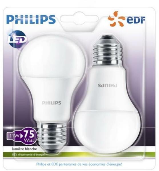 KÉSZLET 2x LED Izzó Philips A60 E27/11W/230V 2700K P5377 (P5377)