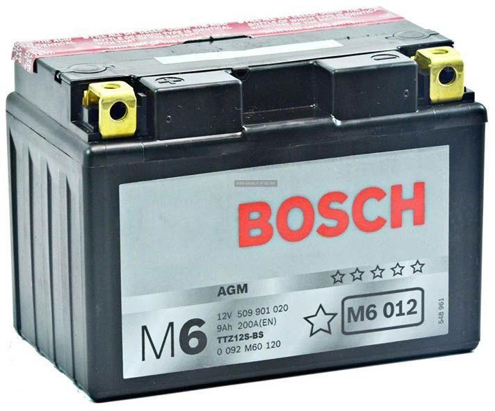 Bosch M6 AGM 12V 9Ah left+ YTZ12S-BS 0092M60120 Акумулатор за мотор,  най-евтина оферта от 85,00 лв