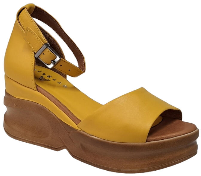 Alpetto Comfort Sandale dama, piele naturala, platforme 5cm, Galben,  ALPETTO - TRK22G - ciucaleti (Sandale dama) - Preturi