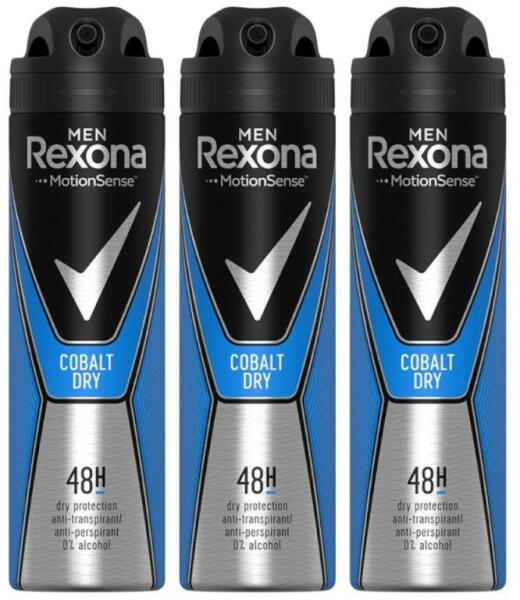 Rexona Set 3 x Deodorant Antiperspirant Spray Rexona Men Cobalt Dry, pentru  Barbati, 150 ml (ROC-3XMAG0000867) (Deodorant) - Preturi