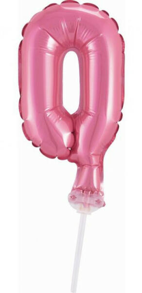 Pink, Rózsaszín 0-ás szám fólia lufi tortára 13 cm (MLG113501)