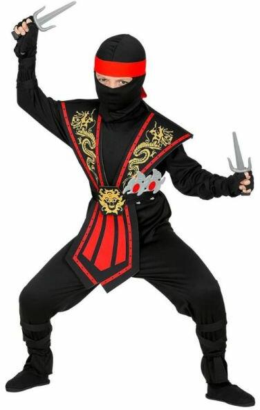 Piros harcos ninja fegyverekkel - 128 cm-es méret (38566)