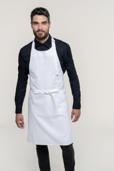 Uniszex, női, férfi kötény, szakács, pincér Kariban KA8005 Cotton Apron High-Temperature Washable -Egy méret, White