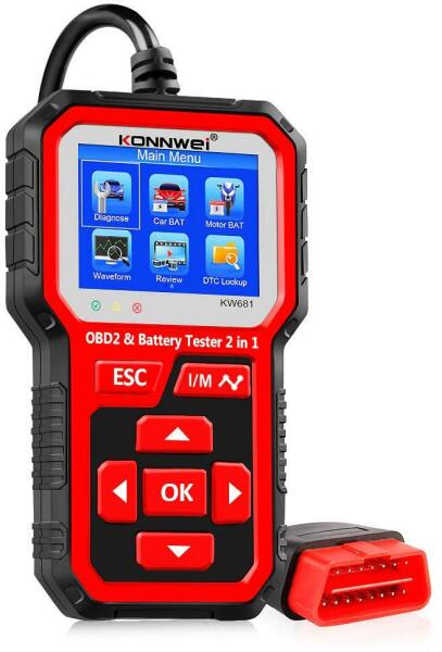 KONNWEI 2в1 тестер за акумулатори и obd2 скенер тест за зареждане ...