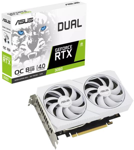 Dual GeForce RTX 3060 White OC Edition 8GB GDDR6 (DUAL-RTX3060-O8G-WHITE)