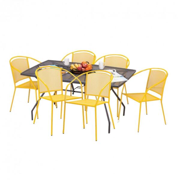 Vásárlás: Gardenwell Melfi Arko 6+1 fém sárga székkel 51194_51115x6 Kerti  bútor garnitúra árak összehasonlítása, Melfi Arko 6 1 fém sárga székkel  51194 51115 x 6 boltok