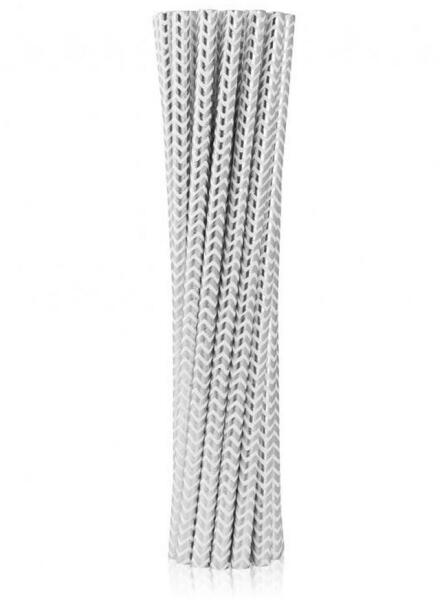 Silver Chevron, Ezüst papír szívószál 12 db-os (MLG123852)
