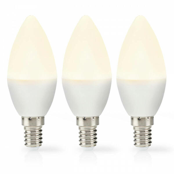 Vásárlás: Nedis LED-es izzó E14 | Gyertya | 4.9 W | 470 lm | 2700 K | Meleg  Fehér | Homályos | 3 db (LBE14C352P3) LED izzó árak összehasonlítása, LED  es izzó