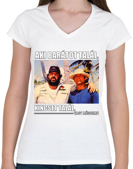 Vásárlás: printfashion Bud Spencer és Terence Hill - Női V-nyakú póló -  Fehér Női póló árak összehasonlítása, Bud Spencer és Terence Hill Női V  nyakú póló Fehér boltok
